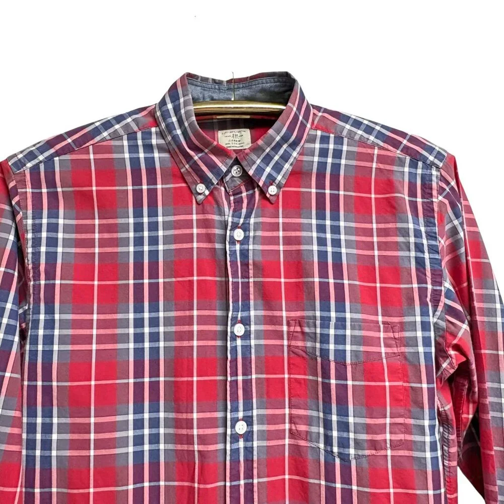 J. Crew Red Plaid‎ 2 Ply Cotton Collared Button Up Shirt